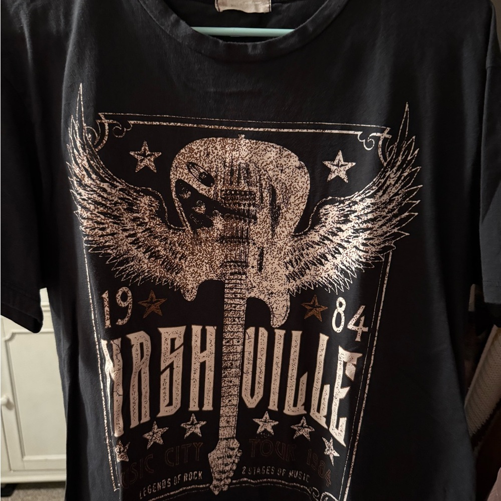 Altar'd State Black Tee with Silver Graphic